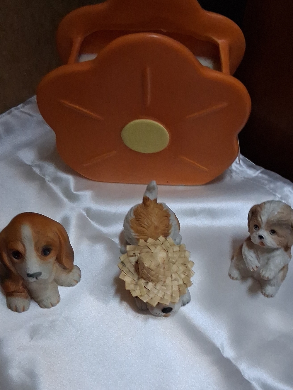 Homco Brown & White Ceramic Dog Figurine Set